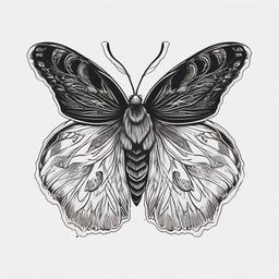 Moth Temporary Tattoo - Experiment with temporary ink for a playful and temporary moth-inspired look.  simple vector color tattoo, minimal, white background