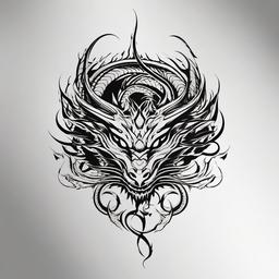 Dragon Ink Tattoo - Tattoo ink specifically designed or themed around dragon motifs.  simple color tattoo,minimalist,white background