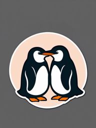 Penguin Couple Sticker - A sweet penguin couple sharing a tender moment. ,vector color sticker art,minimal