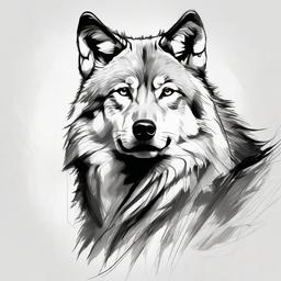 drawing of a wolf in zoo  minimal rough sketch scribbles,doodles,black and white