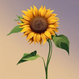 Sunflower Clipart - Vibrant sunflower swaying in a summer breeze.  color clipart, minimalist, vector art, 