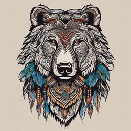 standing bear tattoo  simple vector color tattoo