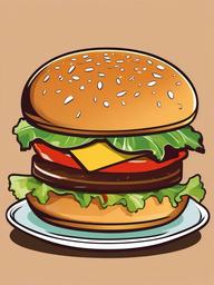 Hamburger clipart - hamburger on a plate with a salad  color,minimalist,vector clipart