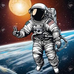 Astronaut clipart - astronaut waving in space  clipart