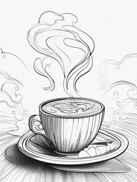 Food Coloring Pages - Cup of coffee with steam coming up  simple coloring pages