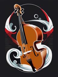 Double Bass Sticker - Anchoring the low end with the deep resonance of a double bass, , sticker vector art, minimalist design