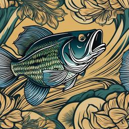 Bass Tattoo-Bold and dynamic tattoo featuring a bass fish, perfect for fishing enthusiasts and those who appreciate aquatic life.  simple color vector tattoo