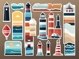 Beach Lighthouse Emoji Sticker - Coastal navigation, , sticker vector art, minimalist design