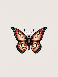 sailor jerry butterfly  simple color tattoo, minimal, white background