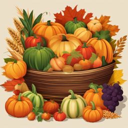 Fall Harvest Bounty clipart - Overflowing harvest bounty, ,vector color clipart,minimal