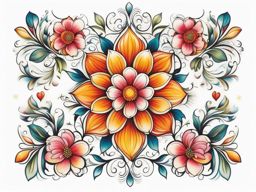 July flower tattoo, Tattoos representing the flower associated with the month of July. ,colorful, tattoo pattern, clean white background