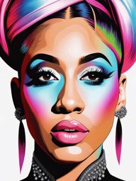 cardi b face tattoo minimalist color design 