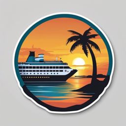 Cruise Ship Deck Sticker - Oceanic relaxation, ,vector color sticker art,minimal