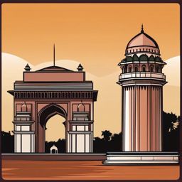 New Delhi clipart - India Gate and Jama Masjid in India,  color vector clipart