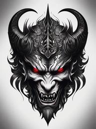 Dark Evil Demon Tattoos-Bold and fierce tattoos featuring dark and evil demon designs, perfect for those who appreciate dark aesthetics.  simple color tattoo,white background