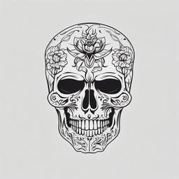 Death Head Tattoo - Tattoo featuring a death head motif.  simple vector tattoo,minimalist,white background