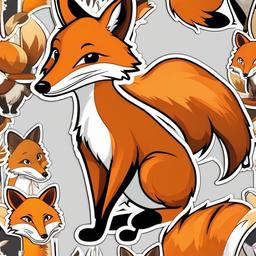 Fox cartoon - clever animal with a bushy tail  cartoon sticker style