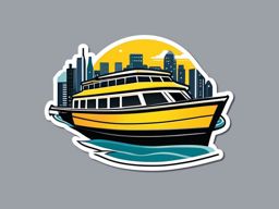 Water Taxi Sticker - Urban waterfront transit, ,vector color sticker art,minimal
