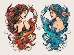 aquarius and aries tattoo  simple vector color tattoo