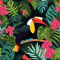 Cute Toucan in a Colorful Jungle  clipart, simple