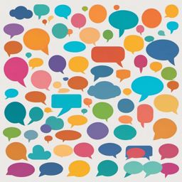 Chat Bubbles Group Clipart - Chat bubbles group for group chats,  color vector clipart, minimal style