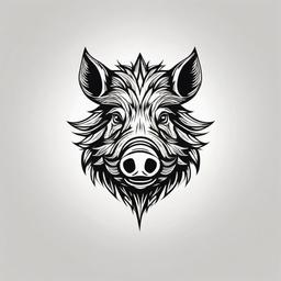 Boar small tattoo   minimalist design, white background, professional color logo vector art