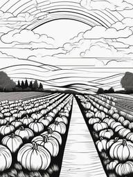 Pumpkin with Stormy Sky Coloring Pages - Dark Clouds Rolling Over a Pumpkin Patch  minimal black outline printable sheet, coloring page