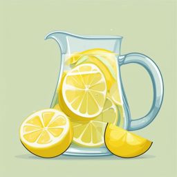 Lemon Slices in Water Clipart - Lemon slices in a pitcher of water.  color vector clipart, minimal style