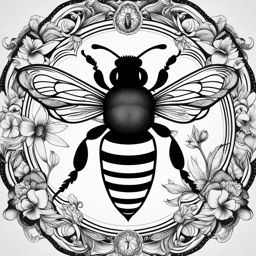 bee tattoo black and white design 