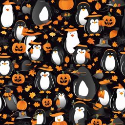 Halloween penguin - Enter a spooktacular world with Halloween-themed penguins donning costumes and mischief.  color vector clipart