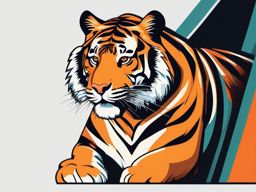 Tiger Clip Art - A powerful tiger with striking stripes,  color vector clipart, minimal style