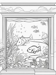 Puppy and Fish Coloring Pages - Silly Scene of Puppy Watching Fish  minimal black outline printable sheet, coloring page