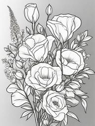 Lisianthus coloring page sheet - Lisianthus flowers adding grace to a wedding bouquet.  black outline printable coloring page