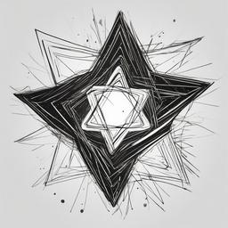 drawing of a star shining brightly  minimal rough sketch scribbles,doodles,black and white