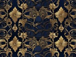 Blue Gold Background-Navy blue with intricate gold floral details for a luxurious effect  background wallpaper