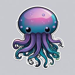 Jellyfish cartoon - wobbly sea creature with tentacles  cartoon sticker style