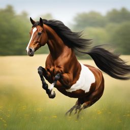 horse clipart in a peaceful pasture - galloping gracefully in the meadow. 