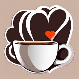 Coffee Cup with Heart Sticker - Coffee cup with a heart-shaped design, ,vector color sticker art,minimal