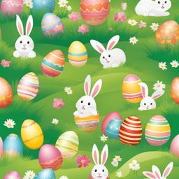 easter clip art,hopping through fields filled with painted eggs 