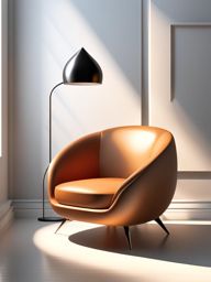 chair clipart - a sleek modern chair, inviting contemplation in a sunlit corner of an art gallery 