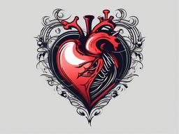 heart skeleton tattoo  simple vector color tattoo