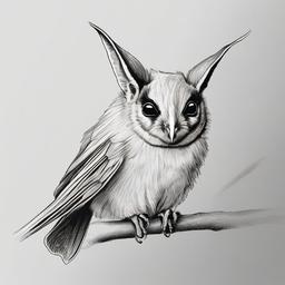 drawing of a northern long-eared bat  minimal rough sketch scribbles,doodles,black and white