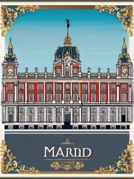 Madrid clipart - Royal Palace of Madrid and Plaza Mayor,  color clipart, vector art