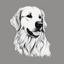 drawing of a golden retriever  minimal rough scribbles,doodles,black and white