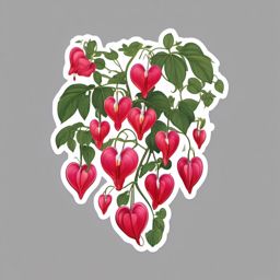 Bleeding Heart Vine Sticker - Experience the cascading and heart-shaped blooms of bleeding heart vines with this sticker, , sticker vector art, minimalist design