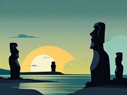 Easter Island Moai sticker- Mysterious giant stone statues in the South Pacific, , sticker vector art, minimalist design