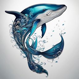 Whale tattoo, Majestic whale tattoo, an emblem of depth and emotional strength. , tattoo color art, clean white background