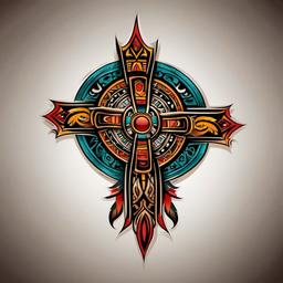 aztec cross tattoo  simple vector color tattoo