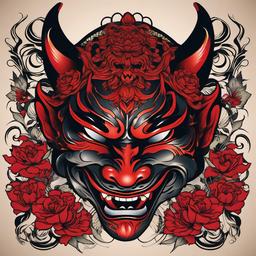 Hannya Tattoos-Collection of Hannya mask tattoos, showcasing various styles and interpretations of this iconic Japanese symbol.  simple color vector tattoo