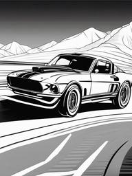 Vintage Race Car Coloring Pages - Classic Cars Competing on the Track  minimal black outline printable sheet, coloring page